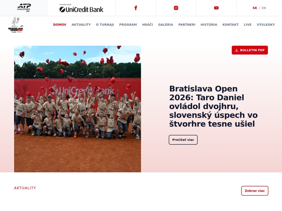 Web Bratislava Open: turnajové informácie na jednom mieste