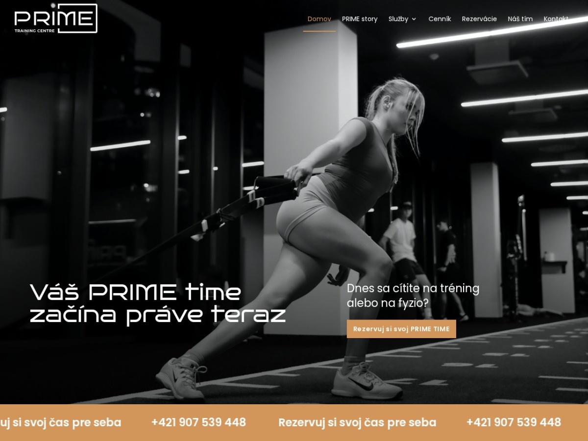 Web PRIME Training Centre: služby, tím a rezervácie